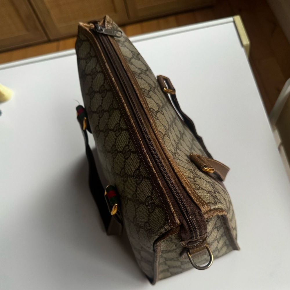 Authentic GUCCI Sherry Line GG Monogram Bag Beige and Brown Monogram Bag - Picture 8 of 15